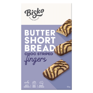 Bisko Bakehouse Butter Shortbread Choc Striped Fingers 150g